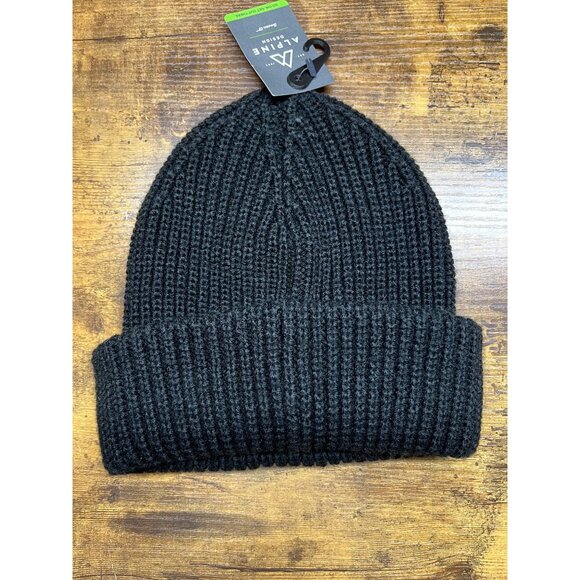 Alpine Design Mens Beanie Chunky Logo‎ Beanie Black NWT - Picture 2 of 4
